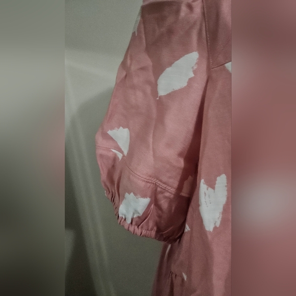 ANN TAYLOR LOFT Brushstroke Square Neck Swing Dress in pink/white. Size L NWT - Picture 10 of 15